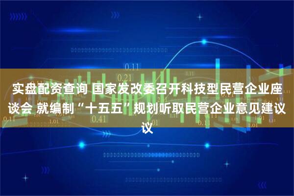 实盘配资查询 国家发改委召开科技型民营企业座谈会 就编制“十五五”规划听取民营企业意见建议